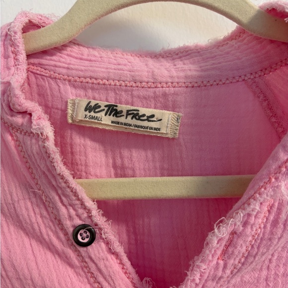 We The Free Pink Frayed Gauze Button Shirt - xs - Picture 2 of 7